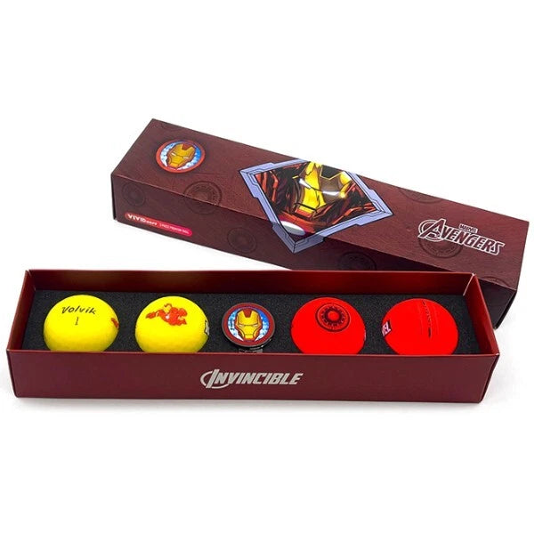 Volvik x Marvel Collaboration Iron-Man Golf Balls Vivid Soft & Ball Marker