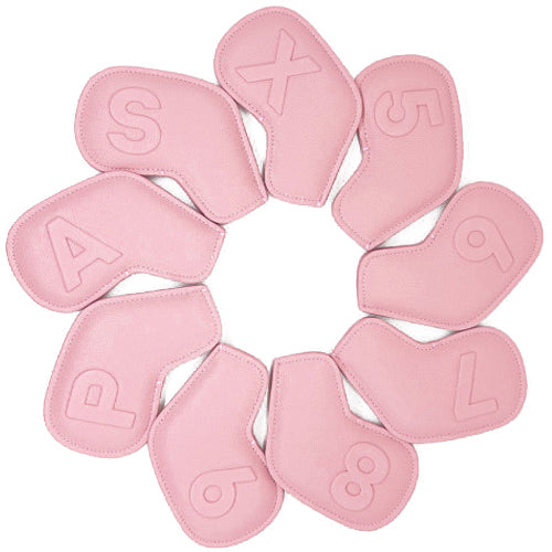 VENUS 8 Pcs Iron Head Cover 5-9/S/A/P Embo Golf Magnetic Headcover (Pink)
