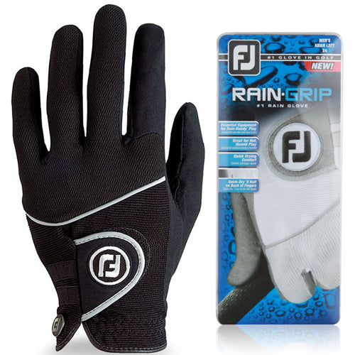 FootJoy RAIN GRIP Quick Drying Comfort Golf Glove (MEN'S/Left Hand/Black)