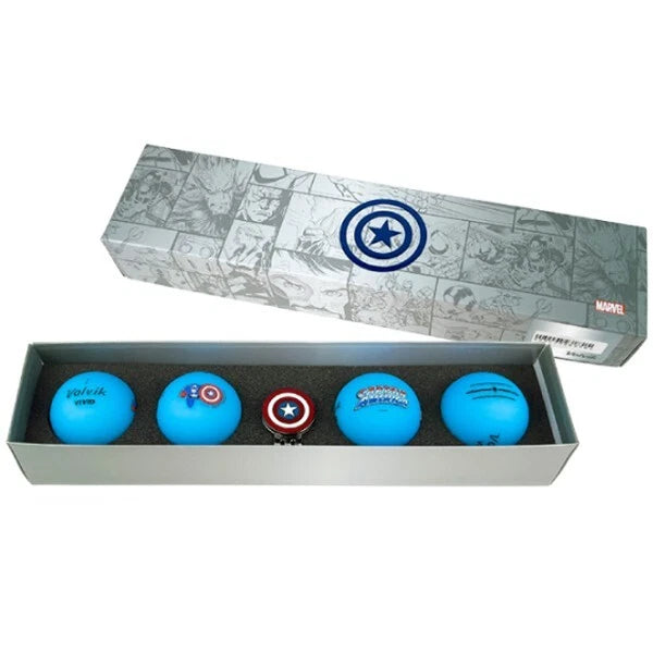 Volvik x Marvel Collaboration Captain America Golf Balls Vivid & Ball Marker