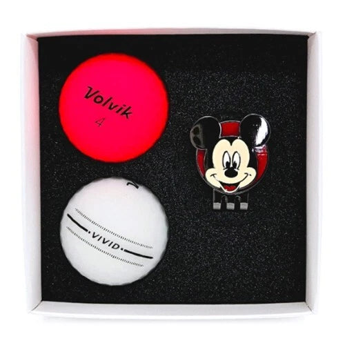 Volvik x Disney Collaboration Vivid 2 Ball Golf Balls & Mickey Ball Marker