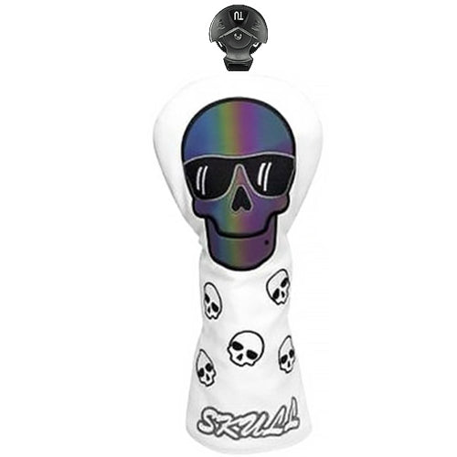 Skull Hologram Hybrid/Utility/Rescue Headcover Golf Club Head Cover (White)